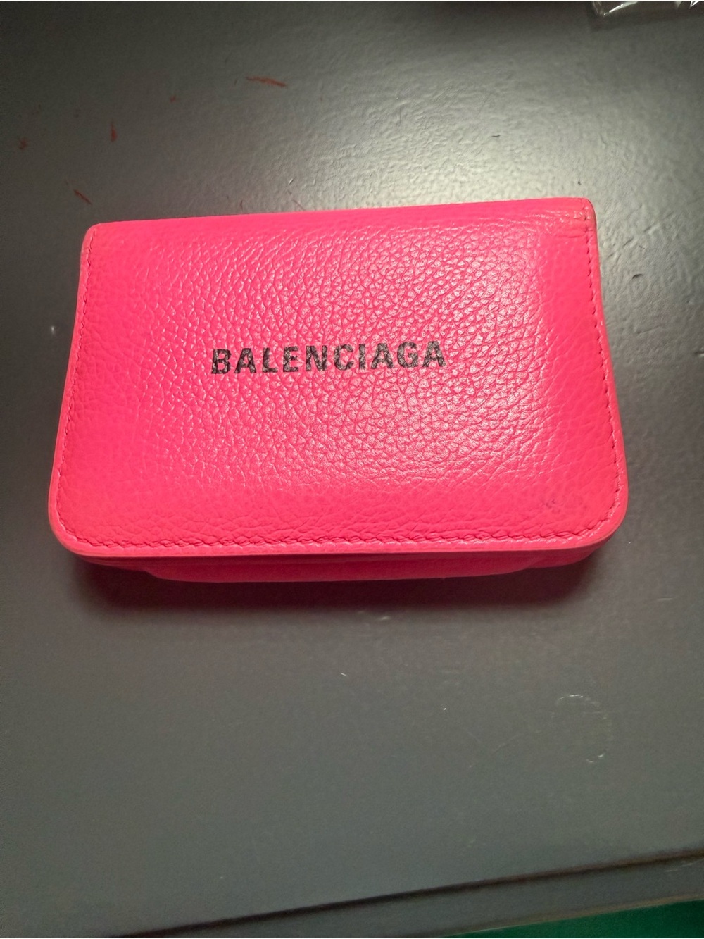 Balenciaga Hot Pink Leather Card Wallet